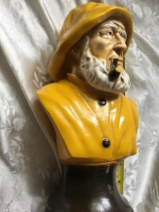VINTAGE FISHERMAN BUST Sea Captain Nautical Man Statue Yellow Rain Coat 4