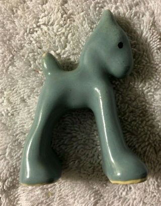 Vintage Small Pottery Ceramic Horse Figurine Blue
