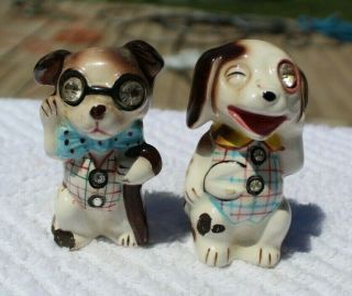 Vintage Anthropomorphic Dogs Salt And Pepper Shakers - Lefton 30404