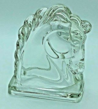 Vintage Glass Horse Head Bookend