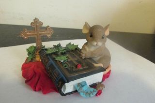 Charming Tails Mouse Figure Words To Live By Fitz & Floyd Bible Cross Christian