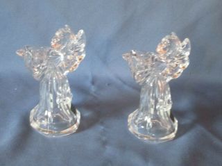 Pair Marquis By Waterford Clear Crystal Angel Candlesticks Candle Holders No Box