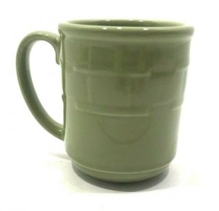 Longaberger Pottery Woven Traditions Sage Green Coffee Cup Mug Usa