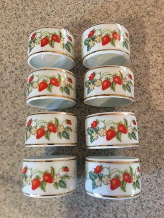 Avon Strawberry Strawberry Ceramic Napkin Rings Set Of 8