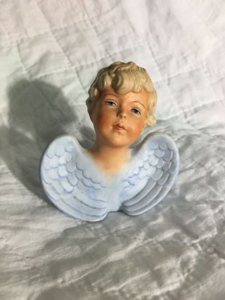 Vintage Orlik Germany Angel Boy Head Bust Blue Wings Estate Find