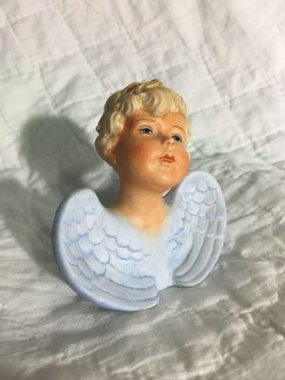 Vintage Orlik Germany Angel Boy Head Bust Blue Wings Estate Find 5