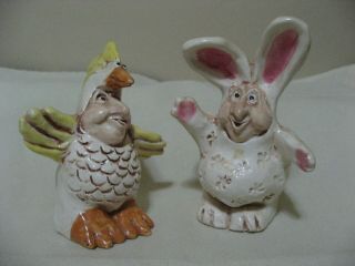 Charma Mcgovney Design Chicken And Rabbit Salt And Peppers Shakers