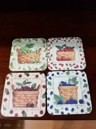 4 Longaberger Fruit Basket Coasters