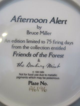 DANBURY FRIENDS OF THE FOREST COMMEORATIVE PLATE AFTERNOON ALERT 3