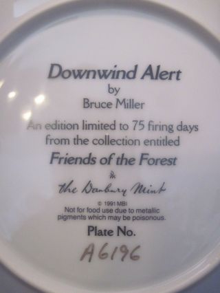 DANBURY FRIENDS OF THE FOREST COMMEORATIVE PLATE DOWNWIND ALERT 3