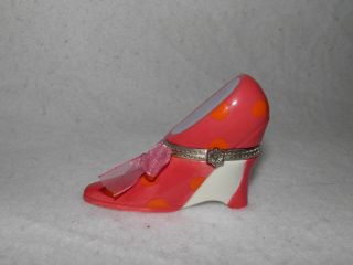 Trinket Hindged Box Porcelain Shoe " Queen Of Sole " High Heel Stiletto Hallmark