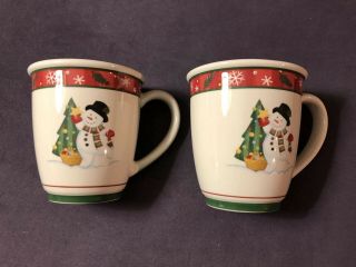 Longaberger Woven Traditions Pottery - Holiday Mugs - Set Of 2