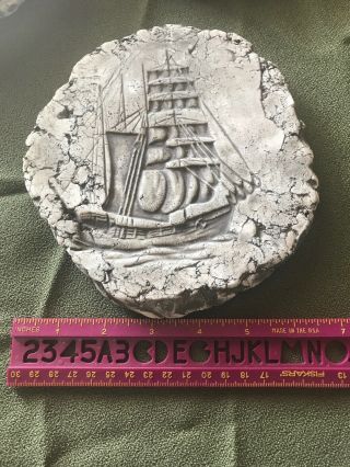Cast Plaster Ship Hanging Wall Plate.  Very Unique