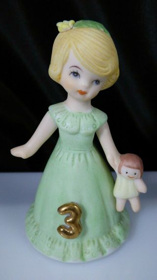Growing Up Birthday Girls Figurine Blonde Hair Age 3 Cake Topper Enesco 1981