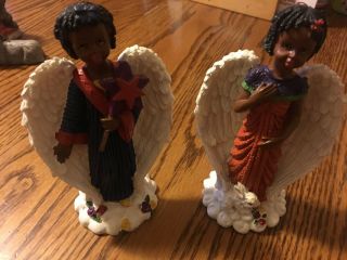 African American Angel Figurines Set Of 2 Cornerstone Creations 5 Inch