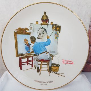 Gorham Norman Rockwell Fine China Collectible Plate Triple Self Portrait