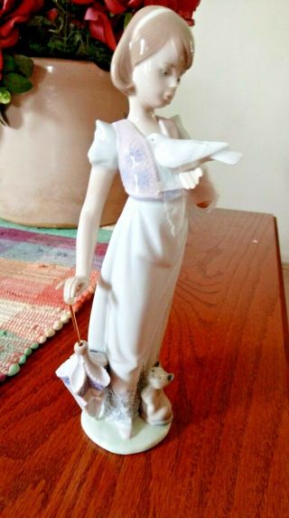 Lladro Porcelain Figurine Summer Stroll Iob Girl Parasol Kitten Dove Broken Hand