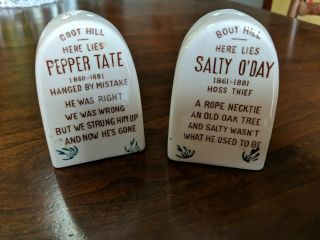 Salt And Pepper Shaker Tombstones Boot Hill Here Lies Salty O 