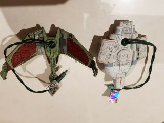 Two Hallmark Star Trek lighted ornaments - USS Defiant and Klingon Bird of Prey 4