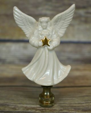 Lenox Porcelain Christmas Angel W.  Gold Star Lamp Finial