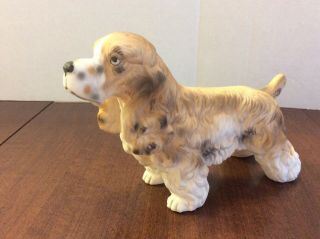 Vintage Lefton Porcelain Cocker Spaniel Dog Figurine Euc 1960 