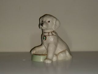 Lenox Golden Retriever Labrador Dog Puppy Figurine W/ 24k Gold Trim With Bowl