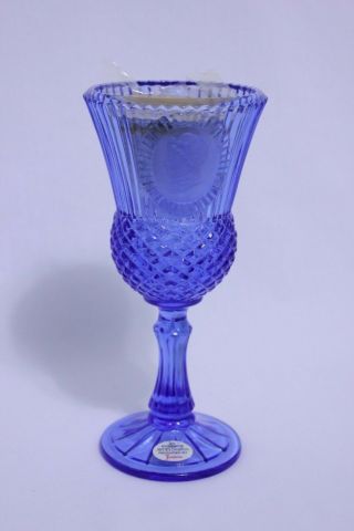Vintage Avon Fostoria Martha Washington Blue Goblet Candle Holder Floral Scent
