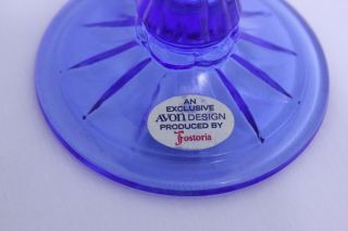 Vintage Avon Fostoria Martha Washington Blue Goblet Candle Holder Floral Scent 3