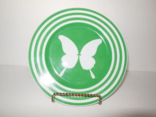 Fitz & Floyd Papillion Salad / Desert Plate White Butterfly Green Band Vintage