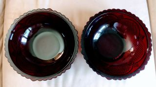 2 Avon Cape Cod Ruby Red Glass Round Serving Bowls