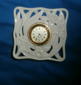 Lenox Desktop Porcelain Quartz Clock,  Floral Pattern,  4x4,  Battery - Operated