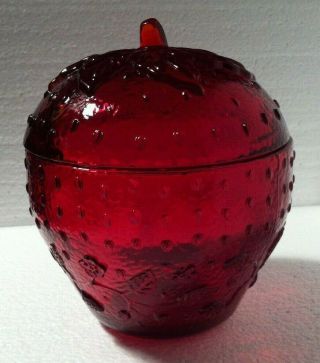 Longaberger 2005 Collectors Club Ruby Red Glass Strawberry Jam Jar