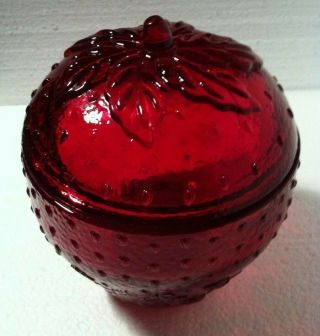 Longaberger 2005 Collectors Club ruby red glass Strawberry Jam Jar 2