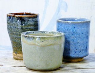 Planters/Vase/Pots/Pottery/Hand Crafted/Blue/Beige/Turquoise/Modern/BoHo Chic/ 3 2