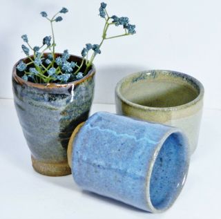 Planters/Vase/Pots/Pottery/Hand Crafted/Blue/Beige/Turquoise/Modern/BoHo Chic/ 3 3