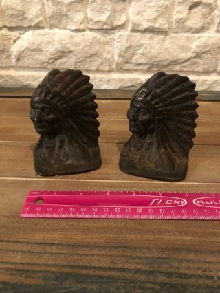 Vintage Native American Indian Chief Head Book Ends