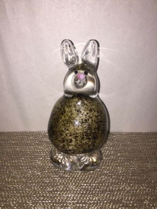 Art Glass Rabbit Figurine Paper Weight Prestige 2000