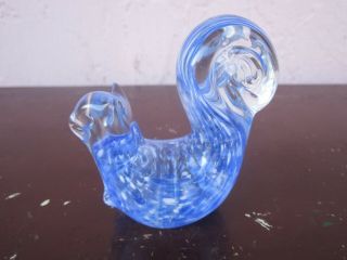 Hand Blown Art Glass Blue And White Figurine/paperweight Squirrel