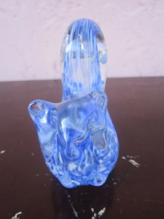 Hand Blown Art Glass Blue and White figurine/paperweight squirrel 2