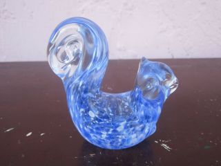 Hand Blown Art Glass Blue and White figurine/paperweight squirrel 4