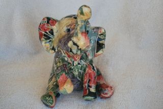 Porcelain Patchwork Multi Colored Floral Elephant By Joan Baker Designs 8 " High