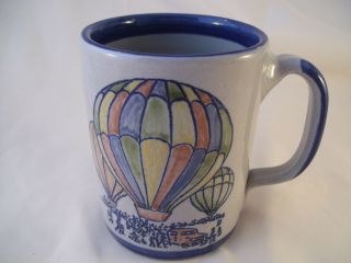 Louisville Stoneware Blue Coffee Mug Hot Air Balloon Race Kentucky Derby Usa