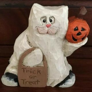 Eddie Walker Hallowen Black/white Cat In Ghost Costume Retired A,