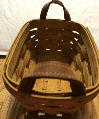 Longaberger 2008 Tea Basket Leather Handles 7.  25 L,  5 W, 4