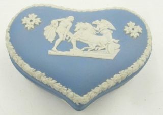 Vintage Wedgwood Light Blue Jasperware Heart Shaped Trinket