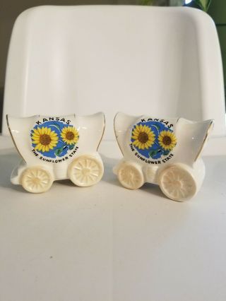 Vintage State Kansas Covered Wagons Salt And Pepper Shakers Japan