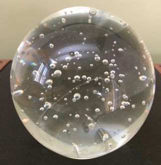 Clear Crystal Glass Round Ball Paper Weight With Bubbles