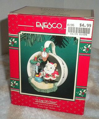Enesco Mouse In A Cup Of Cheer Christmas Tree Ornament 10 In Cozy Cup Series