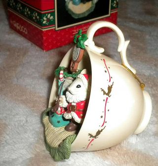 Enesco Mouse In A Cup Of Cheer Christmas Tree Ornament 10 in Cozy Cup Series 3