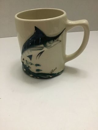Ross Art Blue Marlin Coffee Mug,  Crack On Inside